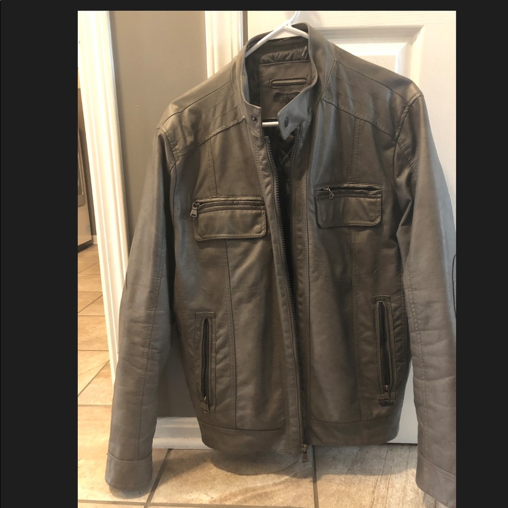 Calvin Klein gray leather jacket